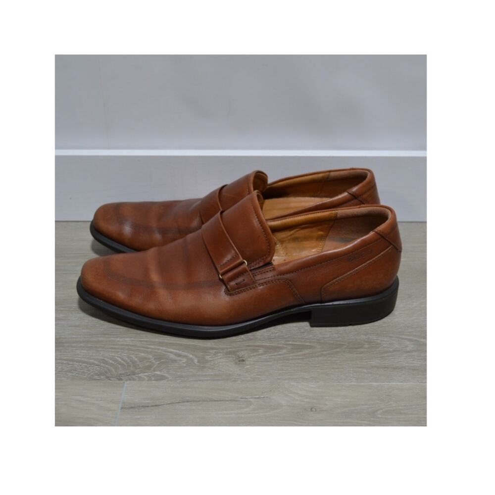 ecco Edinburg Men's Honey Brown Leather Slip on Buckle Loafers EU 44 US 10.5-11